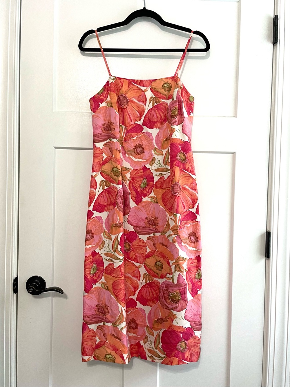 Vintage Pink and Orange Floral Slip Midi Dress - Picture 3 of 10